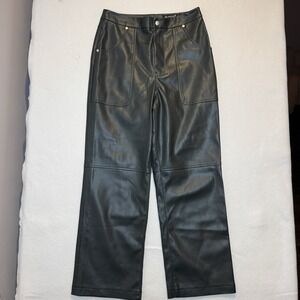 BLANK‎ NYC Pants 28 Green Faux Leather THE BAXTER Rib Cage Flare High Waisted